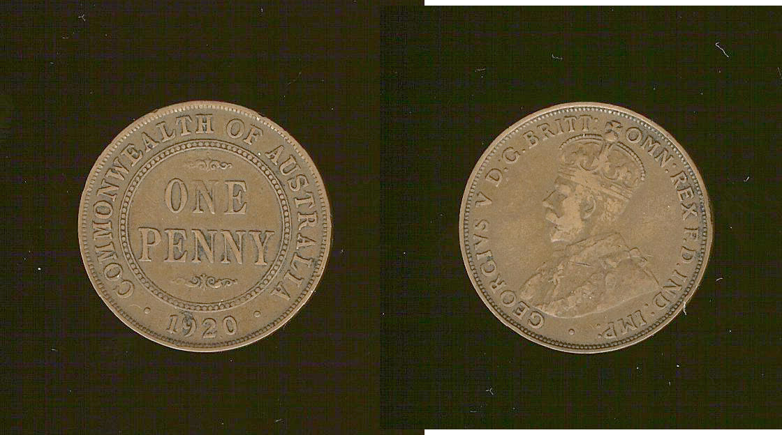 AUSTRALIE 1 Penny Georges V 1920 TTB2